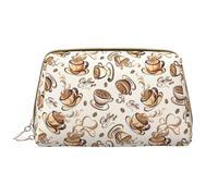 VOSERY Borsa per il trucco, Borse cosmetiche Borsa da toilette da viaggio per le donne, Organizzatore di borsa per trucco di grande capacità, Borsa per il trucco con stampa caffè caldo, Borsa per