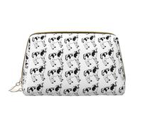 VOSERY Borsa per il trucco, Borse cosmetiche Borsa da toilette da viaggio per le donne, Organizzatore di borsa per il trucco di grande capacità, Borsa per il trucco con mucca bianca e nera con disegno