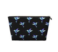 VOSERY Borsa per il trucco in pelle, borsa per cosmetici da viaggio da donna, borsa per il trucco con stampa colibrì blu viola, borsa per il trucco carina, borsa per il trucco impermeabile