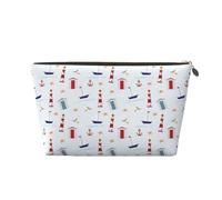 VOSERY Borsa per il trucco in pelle, borsa per cosmetici da viaggio da donna, borsa per il trucco da donna, borsa per il trucco a vela con faro nautico, borsa per il trucco carina, borsa per il trucco