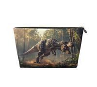 VOSERY Borsa per il trucco in pelle, borsa per cosmetici da viaggio da donna, borsa per trucco con dinosauro giungla, organizer per trucchi, borsa per il trucco carina, borsa impermeabile per il