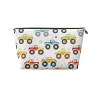 VOSERY Borsa per il trucco in pelle, borsa per cosmetici da viaggio da donna, borsa per trucco con Monster Trucks Cartoon Organizzatore, graziosa borsa per il trucco, borsa impermeabile per il trucco