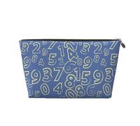 VOSERY Borsa per il trucco in pelle, borsa per cosmetici da viaggio da donna, borsa per trucco con numero matematico blu, borsa per trucco carina, borsa per il trucco, borsa impermeabile per il trucco