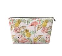 VOSERY Borsa per il trucco in pelle, borsa per cosmetici da viaggio da donna, borsa per trucco da donna, borsa per il trucco con fenicottero tropicale, ananas, borsa per il trucco, borsa per il trucco