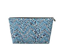 VOSERY Borsa per il trucco in pelle, borsa per cosmetici da viaggio da donna, borsa per trucco leopardo blu astratto, borsa per il trucco carina, borsa per il trucco impermeabile