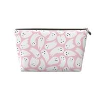 VOSERY Borsa per il trucco in pelle, borsa per cosmetici da viaggio da donna, fantasma rosa Halloween divertente borsa per il trucco, borsa per il trucco carina, borsa impermeabile per il trucco