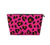 VOSERY Borsa per il trucco in pelle, borsa per cosmetici da viaggio da donna, grande borsa per il trucco con stampa rossa leopardata, graziosa borsa per il trucco, borsa impermeabile per il trucco