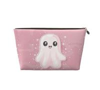 VOSERY Borsa per il trucco in pelle, borsa per cosmetici da viaggio da donna, grazioso fantasma di Halloween rosa una borsa per il trucco, graziosa borsa per il trucco, borsa impermeabile per il
