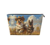 VOSERY Borsa per il trucco in pelle, borsa per cosmetici da viaggio per donne, borsa per il trucco con pastore tedesco della fattoria Corgi, borsa per il trucco carina, borsa per il trucco