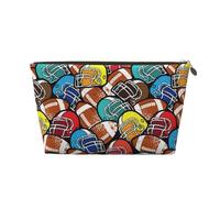 VOSERY Borsa per il trucco in pelle, borsa per cosmetici da viaggio per donne, borsa per trucco da football americano, borsa per il trucco carina, borsa per il trucco, borsa impermeabile per il trucco