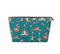 VOSERY Borsa per il trucco in pelle, borsa per cosmetici da viaggio per donne, giraffe che fanno vari trucchi da yoga, borsa per il trucco carina, borsa impermeabile per il trucco