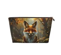 VOSERY Borsa per il trucco in pelle, trousse da viaggio per donne, borsa da toilette da viaggio Streamside meditando volpe, borsa per il trucco carina, borsa per il trucco impermeabile