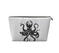 VOSERY Borsa per il trucco in pelle, trousse da viaggio per donne, borsa da trucco astratta a forma di polpo con inchiostro astratto, borsa per il trucco carina, borsa per il trucco impermeabile