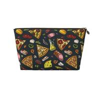 VOSERY Borsa per il trucco in pelle, trousse da viaggio per donne, borsa per trucco da donna, borsa per il trucco per prosciutto, peperone, pizza, organizer per trucchi, graziosa borsa per il trucco