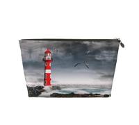 VOSERY Borsa per il trucco in pelle, trousse da viaggio per donne, con faro 3D nell'organizer per trucchi da surf, graziosa borsa per il trucco, borsa impermeabile per il trucco