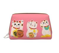 VOSERY Borsa per il trucco, trousse da viaggio da donna, gatto fortunato, borsa per il trucco con gatto carino, borsa per il trucco di grande capacità, borsa per il trucco carina, custodia per trucco