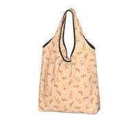 VOSERY Borsa per la spesa con manici in cartone animato, carino, corgi, divertente, riutilizzabile, pieghevole, marrone, nero, 1 pc