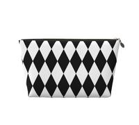 VOSERY Borsa per trucchi in pelle, borsa cosmetica da viaggio, borsa per la cultura da donna, con diamanti bianchi e neri, borsa per il trucco, organizer, graziosa borsa per il trucco impermeabile