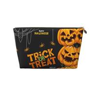 VOSERY Borsa per trucchi in pelle, per cosmetici, da viaggio, per donne, zucca di Halloween, dolce o aspro, borsa per trucco, organizer, graziosa borsa per trucco, borsa per trucco impermeabile
