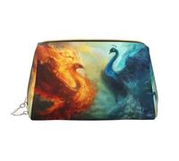 VOSERY Borsa per trucco, borsa per cosmetici, borsa da viaggio, borsa per la cultura da donna, rosso e blu, pavone fuoco, borsa per il trucco, grande capacità, borsa per il trucco, organizer, carino