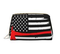 VOSERY Borsa per trucco, borsa per cosmetici, borsa da viaggio, borsa per la cultura da donna, vigili del fuoco, bandiera degli Stati Uniti, borsa per trucco, grande capacità, borsa per trucco