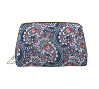 VOSERY Borsa per trucco, trousse da viaggio, borsa per la cultura da donna, rosso, blu, bianco, motivo cachemire, grande capacità, borsa per il trucco, organizer, graziosa borsa per il trucco