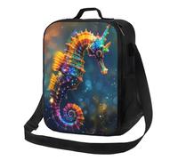VOSERY Borsa termica per il pranzo per donne e uomini, borsa per il pranzo riutilizzabile per lavoro, viaggi, cavalluccio marino al neon regno subacqueo grande capacità borsa termica borsa per il
