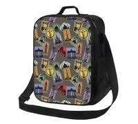 VOSERY Borsa termica per il pranzo per donne e uomini, borsa per il pranzo riutilizzabile per viaggi di lavoro, motivo mondi di francobolli grande capacità borsa termica borsa per il pranzo
