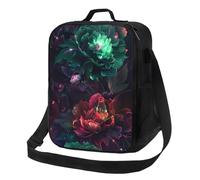 VOSERY Borsa termica per il pranzo per donne e uomini, borsa per il pranzo riutilizzabile per viaggi di lavoro, garofano rosso e verde grande capacità borsa termica borsa per il pranzo