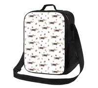 VOSERY Borsa termica per il pranzo per donne e uomini, borsa per il pranzo riutilizzabile per viaggi di lavoro, bassotto, cane, cucciolo, foglie, grande capacità, borsa termica per il pranzo