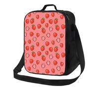 VOSERY Borsa termica per il pranzo per donne e uomini, borsa per il pranzo riutilizzabile per viaggi di lavoro, frutti di bosco fragola grande capacità borsa termica borsa per il pranzo