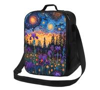 VOSERY Borsa termica per il pranzo per donne e uomini, borsa per il pranzo riutilizzabile per viaggi di lavoro, Iris cosmiche al crepuscolo, grande capacità borsa termica per il pranzo