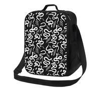 VOSERY Borsa termica per il pranzo per donne e uomini, borsa per il pranzo riutilizzabile per viaggi di lavoro, schizzi semplice serpente bianco grande capacità borsa termica borsa per il pranzo
