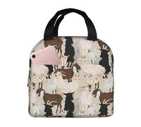 VOSERY Borsa termica per il pranzo per donne e uomini, colorata con cartoni animati dipinti e simpatiche capre, borsa termica per il pranzo, a prova di perdite, riutilizzabile, grande capacità, per