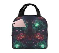 VOSERY Borsa termica per il pranzo per donne e uomini, con garofano rosso e verde, borsa termica per il pranzo, a prova di perdite, riutilizzabile, di grande capacità, per lavoro, ufficio, picnic