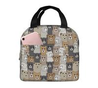 VOSERY Borsa termica per il pranzo per donne e uomini, con orsetto dei cartoni animati, borsa termica, a prova di perdite, riutilizzabile, grande capacità, per lavoro, ufficio, picnic, viaggi