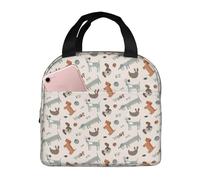 VOSERY Borsa termica per il pranzo, per donne e uomini, con palla di cane e uccellino, borsa termica per il pranzo, a prova di perdite, riutilizzabile, grande capacità, per lavoro, ufficio, picnic