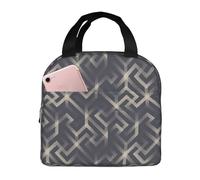 VOSERY Borsa termica per il pranzo per donne e uomini, motivo geometrico labirinto, borsa termica per il pranzo, a prova di perdite, riutilizzabile, grande capacità, per lavoro, ufficio, picnic