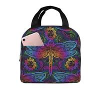 VOSERY Borsa termica per il pranzo, unisex, con mandala indiani, libellula, borsa termica per il pranzo, a prova di perdite, riutilizzabile, grande capacità, per lavoro, ufficio, picnic, viaggi
