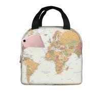 VOSERY Borsa termica per il pranzo, unisex, con mappa del mondo, per donne e uomini, riutilizzabile, a prova di perdite, contenitore per il pranzo per viaggi, lavoro, scuola, picnic all'aperto
