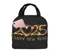 VOSERY Borsa termica per il pranzo, unisex, con scritta "Happy New Year 2025", simpatica scatola portapranzo per donne e uomini, riutilizzabile, isolata, a prova di perdite, contenitori per il pranzo