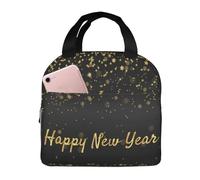 VOSERY Borsa termica per il pranzo, unisex, con scritta "Happy New Year", per donne e uomini, riutilizzabile, isolata a prova di perdite, contenitore per il pranzo per viaggi, lavoro, scuola, picnic