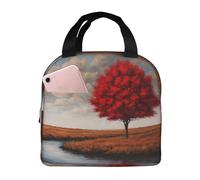 VOSERY Borsa termica per il pranzo, unisex, motivo: albero rosso di un fiume, graziosa scatola per il pranzo per donne e uomini, riutilizzabile, isolata a prova di perdite, contenitore per il pranzo
