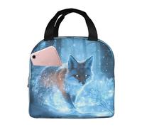 VOSERY Borsa termica per il pranzo, unisex, motivo volpe mistica invernale, carina, per donne e uomini, riutilizzabile, isolata, a prova di perdite, contenitore per il pranzo per viaggi, lavoro