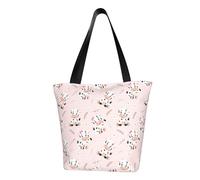 VOSERY Borsa tote da donna, borsa casual carina con fiori di mucca e foglie, borsa tote con cerniera e tasche interne, borse estetiche a tracolla
