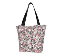 VOSERY Borsa tote da donna, graziosa borsa tote leopardo rosa con cerniera e tasche interne, borse estetiche a tracolla