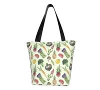 VOSERY Borsa tote da donna, stampa asparagi, borsa tote vegetale con cerniera e tasche interne, borse estetiche a tracolla