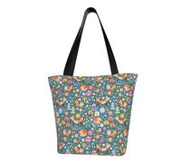 VOSERY Borsa tote per donne, volpi e uccelli nella foresta Tote Bag con cerniera e tasche interne, borse estetiche a tracolla