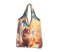 VOSERY Borse della spesa riutilizzabili della pomerania della nuvola sveglia per la spesa borsa di totalizzatore pieghevole con manici, Nero, 1 PC
