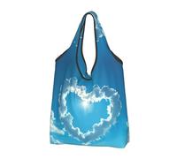 VOSERY Borse della spesa riutilizzabili della spesa della nuvola a forma di cuore per la spesa borsa di totalizzatore pieghevole con le maniglie, Nero, 2 PCS